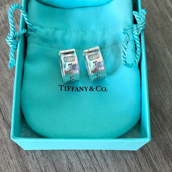 Tiffany & Co. Jewelry - Tiffany & Co. Vintage Sterling Silver 1837 Hoop Earrings